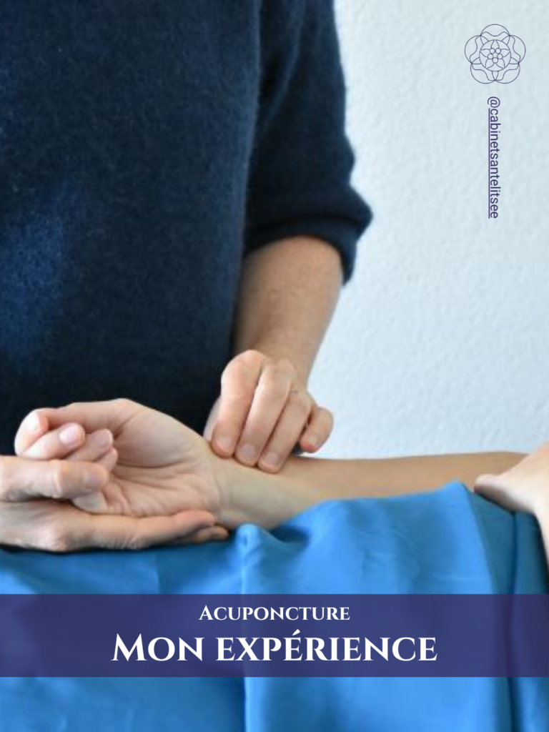 séance d'acuponcture chez Mélanie Ciejak, acuponctrice et sage-femme à Villars-sur-Glâne (Fribourg). Prise de pouls selon la MTC